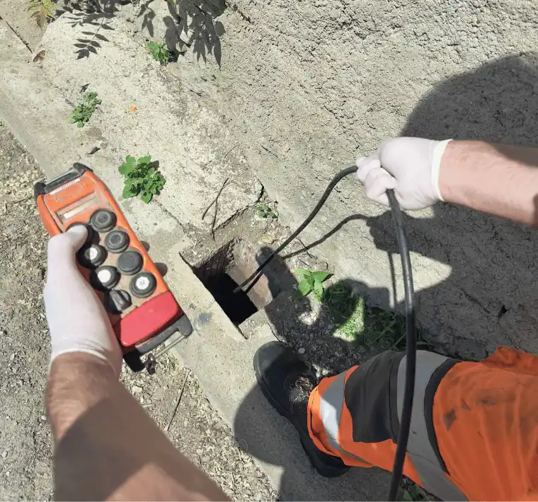 Vue en direct d'un déboucheur pro entrain de travailler.